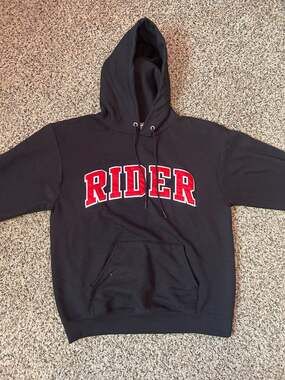 Champion Rider University Black Pullover Hoodie Sweatshirt Medium